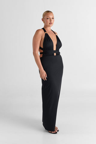 Vestido Mira Maxi – Negro Elegante