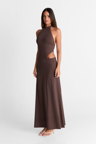 Vestido Aurora Maxi – Chocolate Elegante