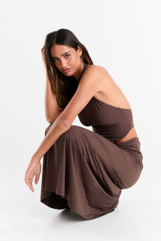 Vestido Aurora Maxi – Chocolate Elegante