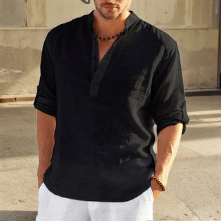 Camisa Linen Core – Stand Collar