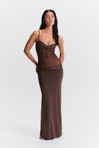 Vestido Amara Maxi – Marrón Cacao