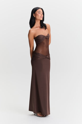 Vestido Amara Maxi – Marrón Cacao