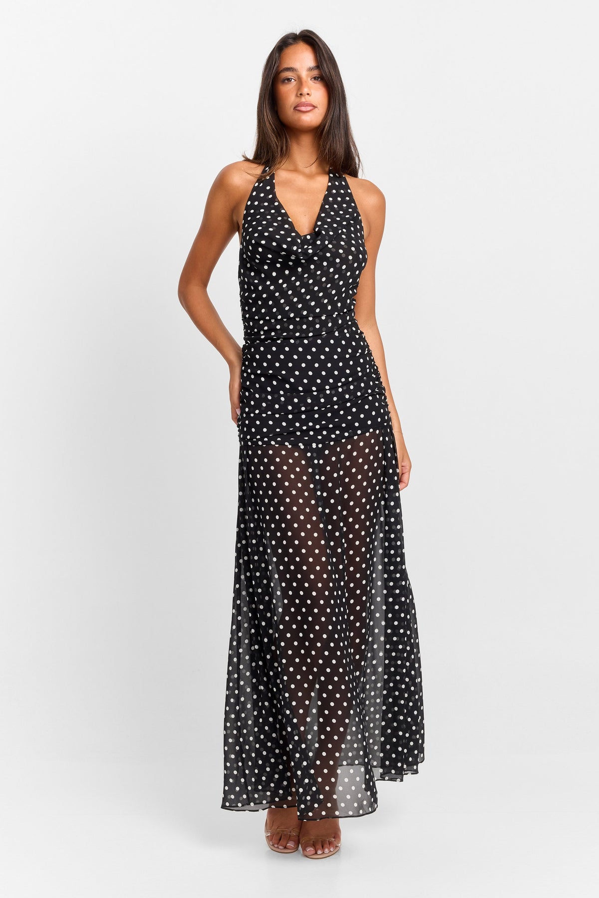 Vestido Clara Maxi – Negro Lunares