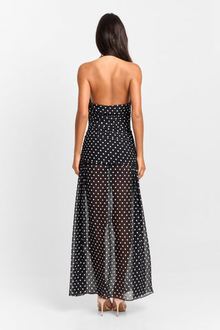 Vestido Clara Maxi – Negro Lunares