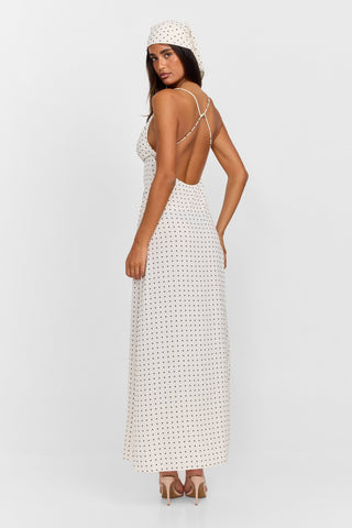 Vestido Lottie Maxi – Blanco Lunares