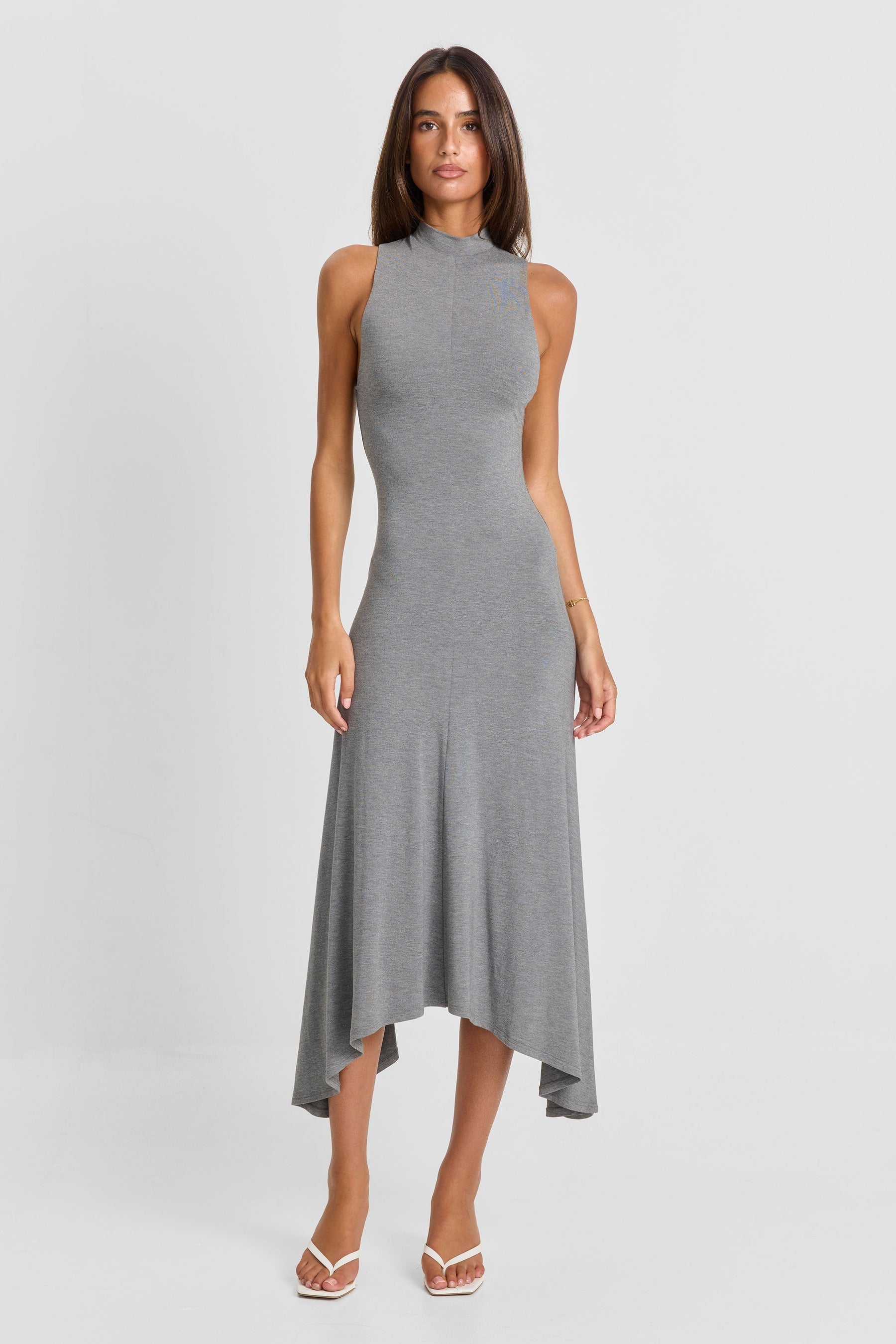 Vestido Maeve Midi – Gris Jaspeado