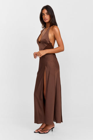 Vestido Arabella Maxi – Chocolate Sofisticado
