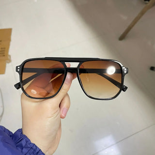 Gafas de Sol Vintage de Diseñador para Hombre y Mujer, Montura Cuadrada, Protección UV400, Gafas de Verano con Doble Barra