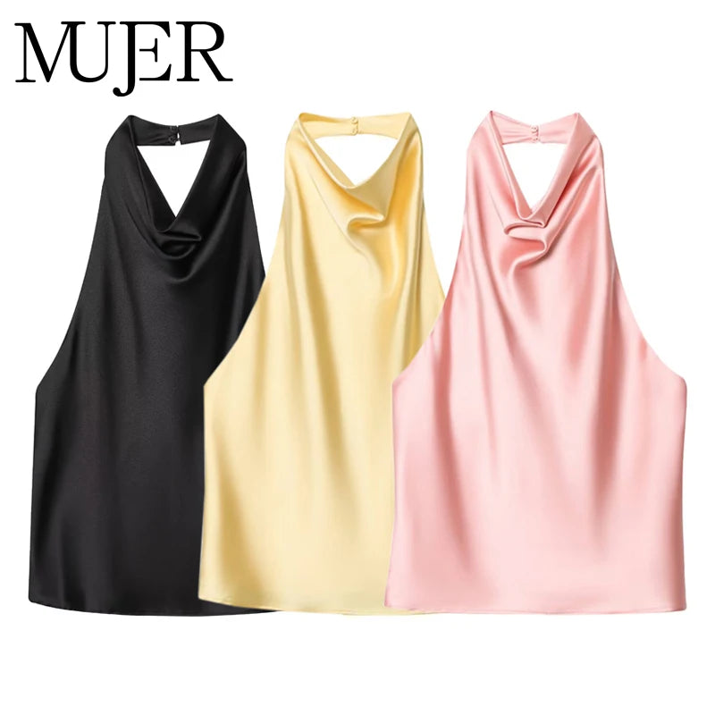 Top Satin Halter – Estilo Verano