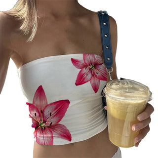 Top Floral Y2K – Bandeau Estético