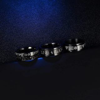 Anillo Obsidian – Acero negro grabado