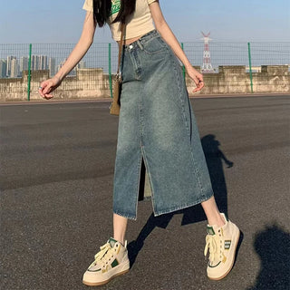 Falda Denim Retro – Estilo Abertura