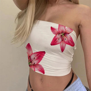 Top Floral Y2K – Bandeau Estético
