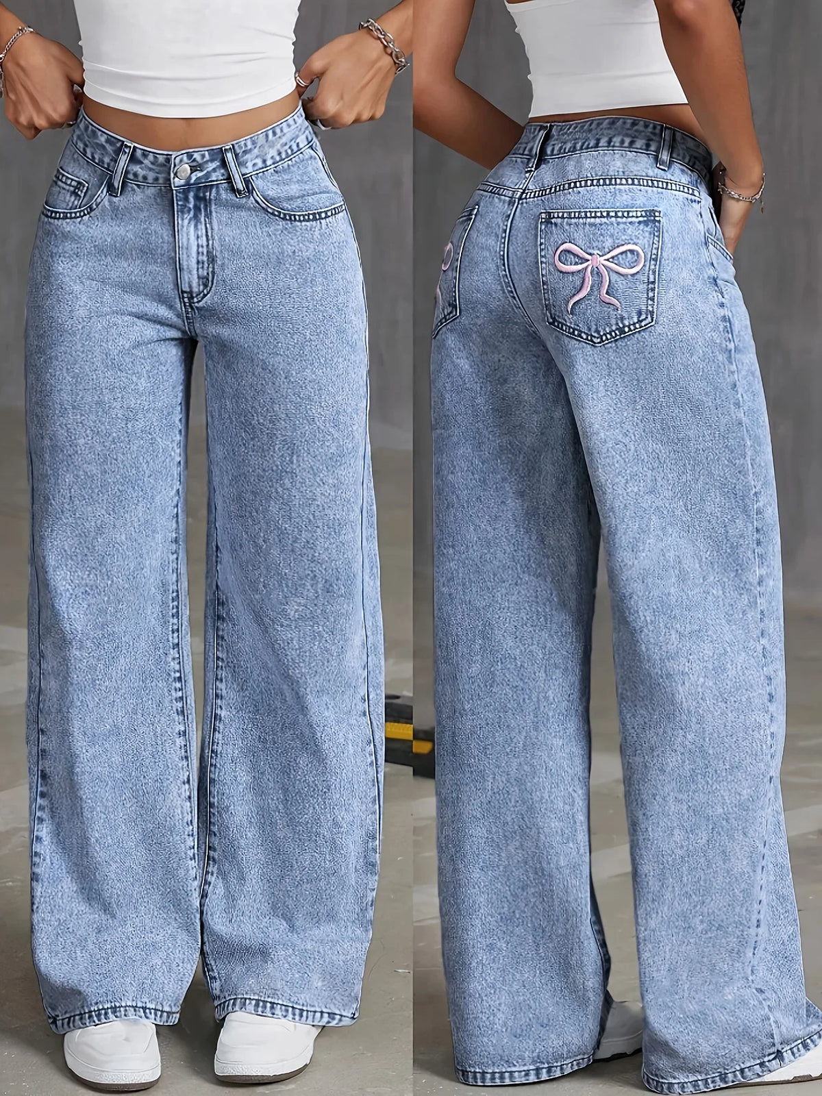 Pantalón Denim Chic – Estilo Bordado