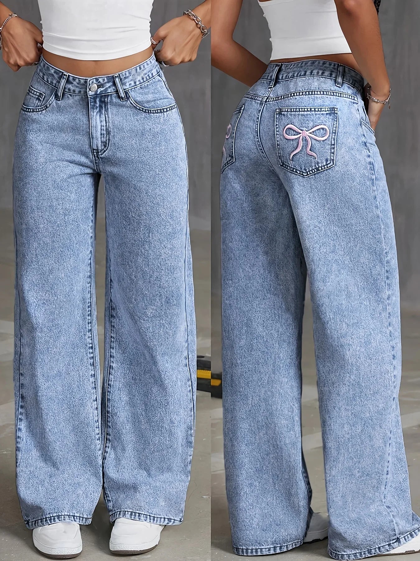 Pantalón Denim Chic – Estilo Bordado