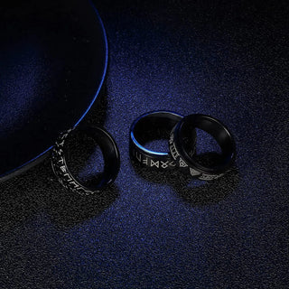 Anillo Obsidian – Acero negro grabado