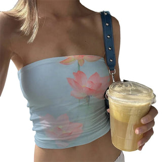 Top Floral Y2K – Bandeau Estético