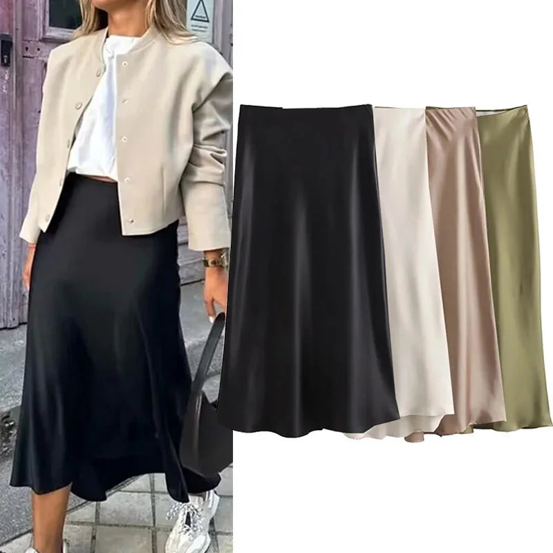 Falda Satin Elegance – Estilo Midi