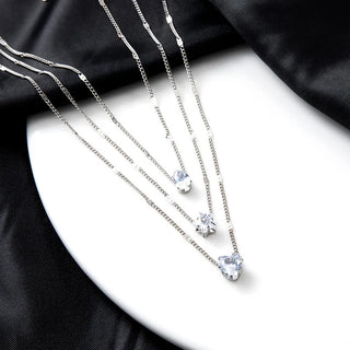 Collar Éclat - Cristal Plateado