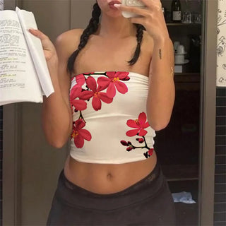 Top Floral Y2K – Bandeau Estético