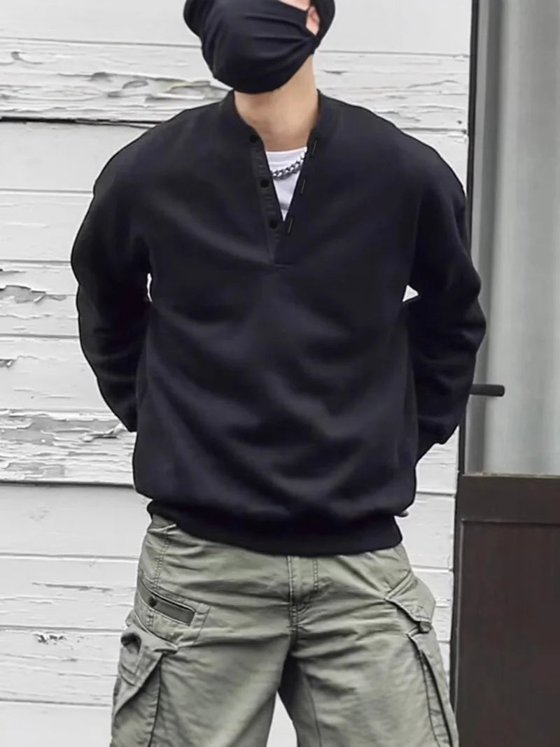 Sudadera Henley Vintage – Oversize Fit