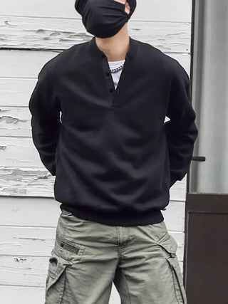 Sudadera Henley Vintage – Oversize Fit
