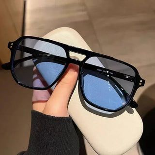 Gafas de Sol Vintage de Diseñador para Hombre y Mujer, Montura Cuadrada, Protección UV400, Gafas de Verano con Doble Barra
