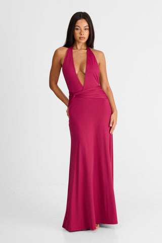 Vestido Antoinette Maxi – Berry Elegante