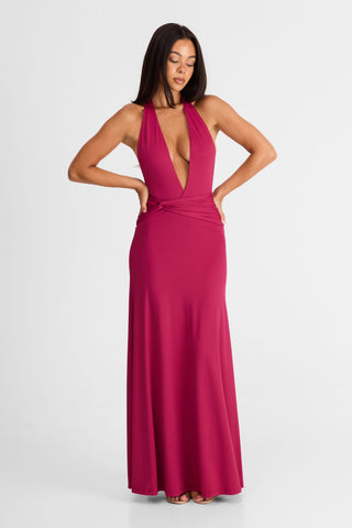 Vestido Antoinette Maxi – Berry Elegante