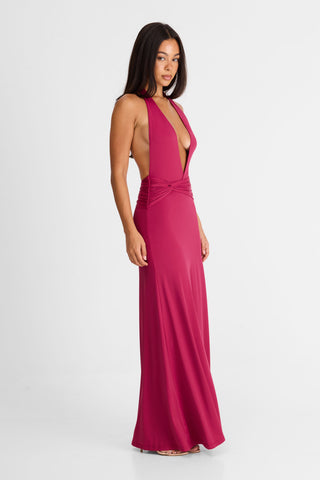 Vestido Antoinette Maxi – Berry Elegante