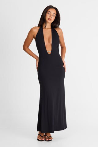 Vestido Solene Maxi – Negro Elegante