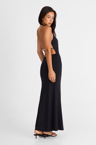 Vestido Solene Maxi – Negro Elegante
