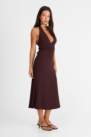 Vestido Thea Midi – Chocolate Chic