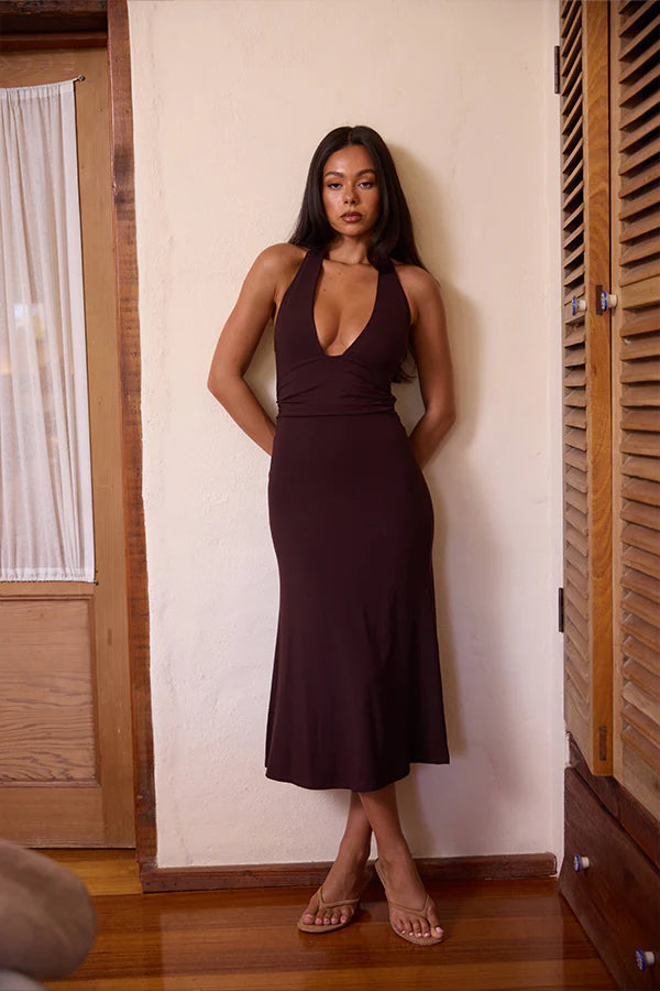 Vestido Thea Midi – Chocolate Chic