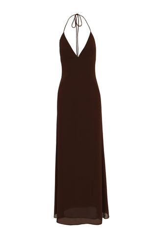 Vestido Elara Maxi – Chocolate Chic