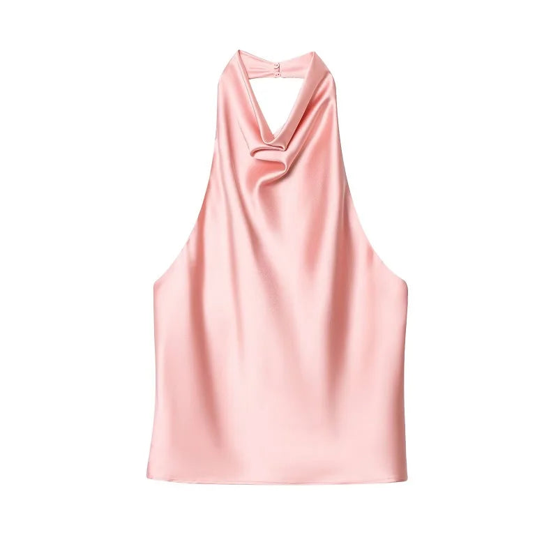 Top Satin Halter – Estilo Verano